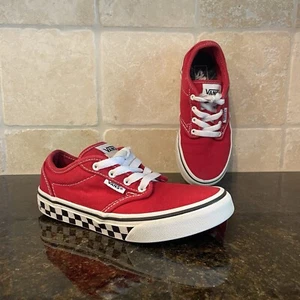 Vans Sneakers Youth Size 1 Red Low Laces - Picture 1 of 12
