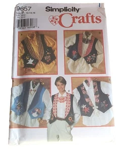 UNCUT Simplicity Crafts Sewing Pattern 9657 Holiday Vests Seasons PETITES 12-16 - Picture 1 of 6