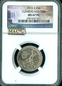 2016 S CUMBERLAND QUARTER NGC MS67 MAC PL PQ  FINEST GRADE  RARE .  - Picture 1 of 6