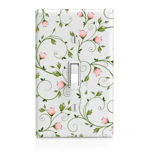 Pink Rosebud Vine Light Switch Cover, Wall Décor, Night Light, Cabinet Knob, GFI - Picture 1 of 13