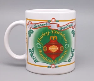 Taza de café Harley Davidson vintage Navidad 1996 motocicleta escena invierno - Imagen 1 de 7