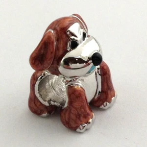 Lauren G Adams Rhodium & Enamel Brown Dog Bead Charm, Fits All Brands - Picture 1 of 3