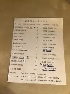 Derby County v Nottingham Forest Central League Reserve 25/11/1978 Team Sheet - Picture 1 of 2