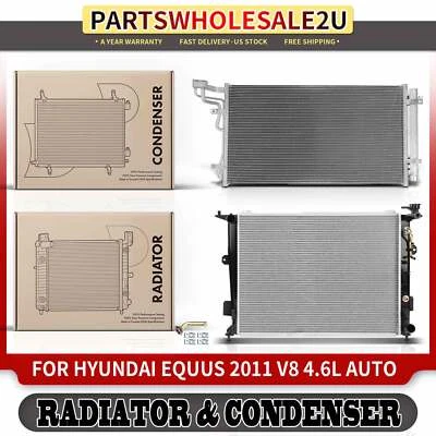 2 peças novo kit de refrigeração radiador e condensador CA para Hyundai Equus 2011 V8 4.6L automático - Imagem 1 de 4
