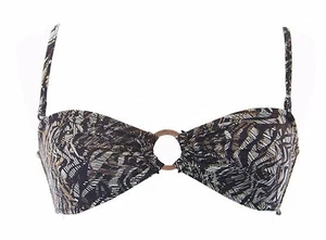 Top de bikini estampado multicolor TOPSHOP para mujer con anillo delantero 03P30Y EE. UU. 4 NUEVO SIN ETIQUETAS - Imagen 1 de 2