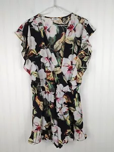 Umgee Women's White Floral Romper Shorts Sleeveless Ruffle Faux Wrap Boho Size S - Picture 1 of 7