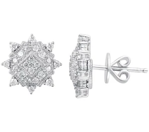 Judith Ripka Sterling Silver 1/2 CT Cubic Zirconia Flower Stud Earring for Women - Picture 1 of 2