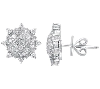 Pendiente para mujer Judith Ripka de plata de ley 1/2 quilate con flor de circonita cúbica de 1/2 quilate Foto 1 de 2