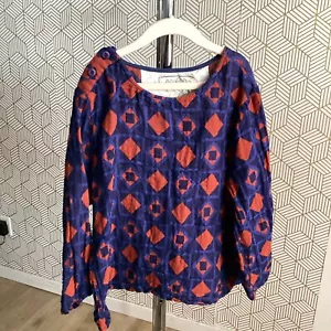Ace & Jig Girls Long Sleeve Geometric Print Top Size Lg Blue/Red 100% Cotton E - Picture 1 of 6