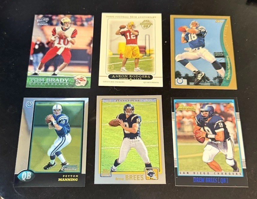 NFL HOF RC INVESTOR LOT (6) 2000 TOM BRADY PACIFIC #403, AARON RODGERS TOPPS#431 - Image 1 of 4