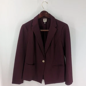 Anne Klein Classic Formalwear Kerb Revers Knopfleiste Blazer Burgund Größe PL - Bild 1 von 9