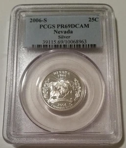 S Silver Nevada State Quarter Proof 2006 PR69 DCAM PCGS etiqueta azul - Imagen 1 de 2