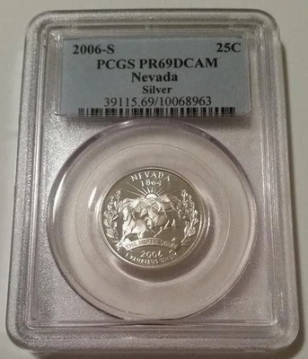 2006 S Silver Nevada State Quarter Proof PR69 DCAM PCGS Blue Label - Image 1 of 2