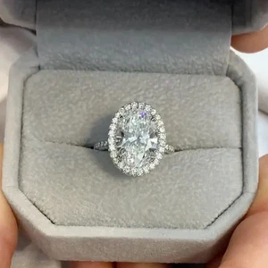 3.80Ct Oval Lab Grown Diamond Engagement Ring 14K Yellow Gold - Picture 1 of 8