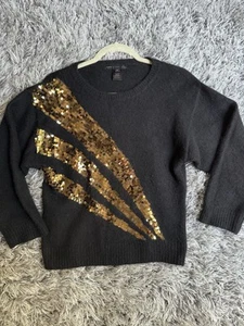 Marc By Marc Jacobs Angora Black Sweater Golden Sequins Size M - Picture 1 of 3