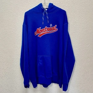 Vintage Montreal Expos Hoodie Mens 2XL Blue MLB Baseball Pullover Sweatshirt Vtg - Picture 1 of 8
