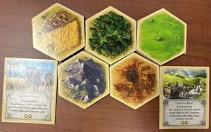 Settlers of Catan (19) Hexagonal Terrain Tiles Replacement Parts + Road/Army - Picture 1 of 3