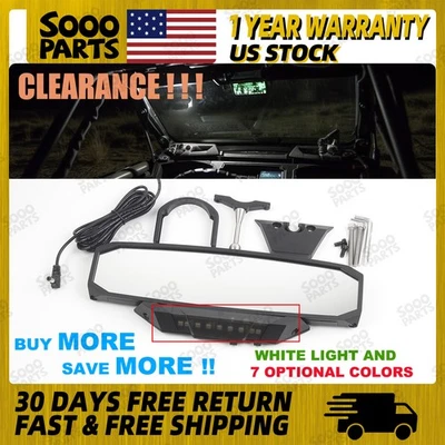1.2"-2" Clamp UTV Rear View Center Mirror 7 Color LED lights For Polaris RZR XP - Imagem 1 de 4