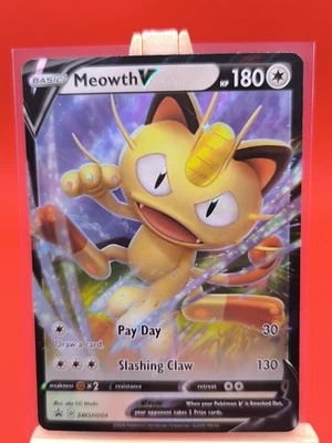 Meowth V SWSH004 Sword & Shield Ultra Rare Holo Promo Pokemon Card * New * - Image 1 of 4