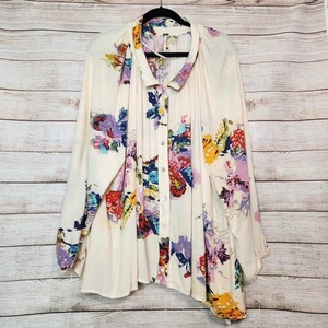 Free People Damen Wiese Lerche Blumen Tunika Bluse Top Gr. S/P Beige Oversize - Bild 1 von 13
