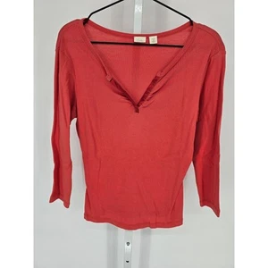 Vintage Y2K Caslon Womens Sz PM Petite Long Sleeve Coral Pink Top Satin Trim - Picture 1 of 3