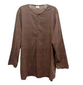 CP Shades Popover Tunic Top Brown Boho Beach Lagenlook Oversized Size Medium - Picture 1 of 8