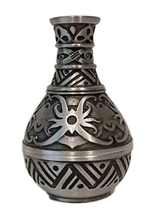 Vaso vintage Royal Selangor peltro bocciolo piccolo 3" Malesia intagliato fiore di ibisco - Foto 1 di 8