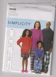 9202 SIMPLICITY - LOUNGWEAR: TOP SHORTS & PANTS - UNISEX Kids Sz S/M/L/XL - Picture 1 of 2