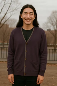 GAP Italian Merino Wool Men’s Cardigan Sweater XL Purple Classic Luxurious - Picture 1 of 5