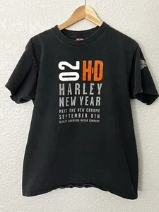 Harley Davidson T Shirt Black Large 02 HD 100% Cotton Short Sleeve - Picture 1 of 2