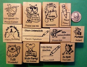 Teacher's German/English 12-Piece Rubber Stamp Assortment - Picture 1 of 1