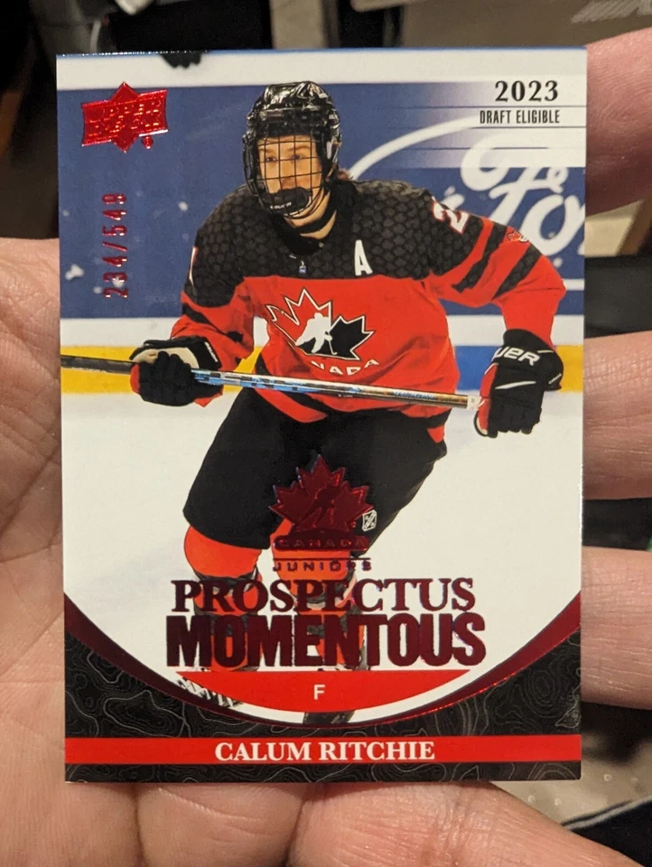 2023-24 Team Canada Juniors Prospectus Momentous Red Calum Ritchie /549 #PM-1 - Image 1 of 1