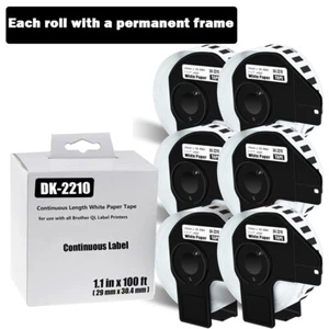 6ROLLS 29mm Shipping Label 1-1/7"x100' Compatible Brother QL1110NWB DK-2210 - Picture 1 of 24