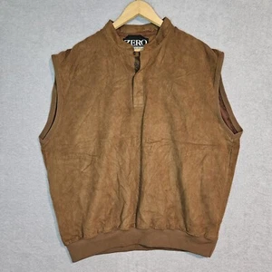 Zero Restriction Golf Outerwear Vest Mens Large Microsuede Brown Pockets - Picture 1 of 12
