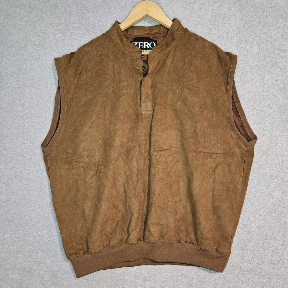 Zero Restriction Golf Outerwear Vest Mens Large Microsuede Brown Pockets - Image 1 of 4