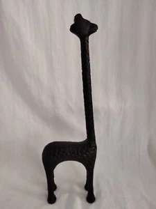 Vintage Solid Cast Iron Long Neck Giraffe Paper Towel Tp Holder Brown 16" Tall - Picture 1 of 3