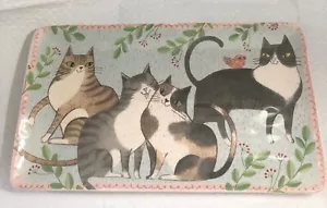 Pier 1 Imports Ironstone 14" vassoio da servizio gatti che giocano nuovo - Foto 1 di 4