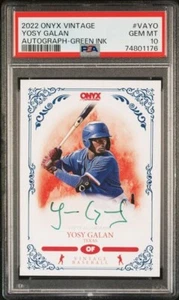 2022 Onyx Vintage AUTOGRAPH Green Ink /50 YOSY GALAN Texas Rangers PSA 10 - Picture 1 of 2