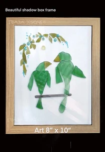 New Handmade Beach Glass Parrots Birds sea glass wall art birds, Pigmy Lorikeet - Picture 1 of 3