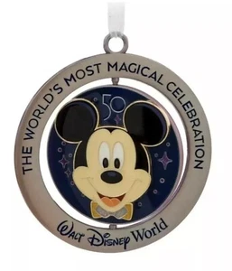 Disney World 50th Anniversary Mickey Splash Mountain Metall Spin Ornament NEU - Bild 1 von 3