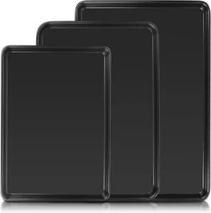 Set of 3 Baking Sheet Pans, Nonstick Half/Quarter/Jelly Roll Trays - Picture 1 of 12