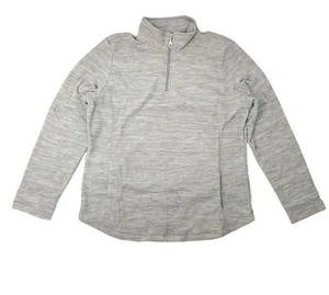Suéter deportivo Karen Scott para mujer gris suave manga larga bolsillos con cremallera talla M - Imagen 1 de 2