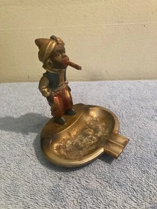 CENICERO DE CIGARROS VINTAGE AUSTRIACO CABEZA BOBBLE ESTILO ÁRABE NIÑO C 1930 VER VIDEO - Imagen 1 de 11