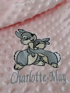 personalised dimple fleece baby blanket Thumper Bunnies - Picture 1 of 4