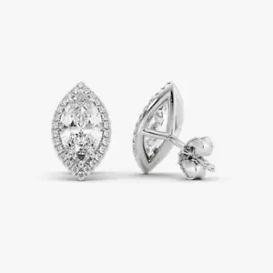 IGI Certified Lab Created Marquise Diamond 2.30 Ct Stud Earrings 18K White Gold - Picture 1 of 9