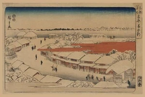 Morning Snow at Yoshiwara Utagawa Hiroshige Poster Print - Picture 1 of 1