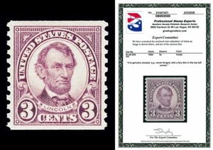 Scott 600 1924 3c Lincoln Coil Mint Single XF NH Tiny Perf Thin with PSE CERT - Picture 1 of 1