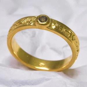 Ringgröße 6.5 Gold Vermeil Sterlingsilber Original Natur 0.08ct Diamant 3.12 G - Bild 1 von 9