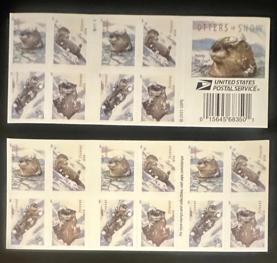 B751, folleto completo de 20 estampillas Forever de castores en nieve de Estados Unidos cara de $15,60 Foto 1 de 1