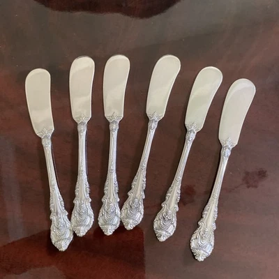 6 WALLACE SIR CHRISTOPHER 6 3/4”FLAT SOLID STERLING SILVER BUTTER KNIFE FLATWARE - Image 1 of 4